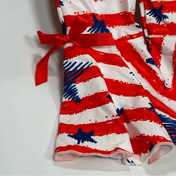 New Toddler Kids Girl Fourth 4th of July Outfit American Flag Bell-Bottom Romper - Picture 3 of 4